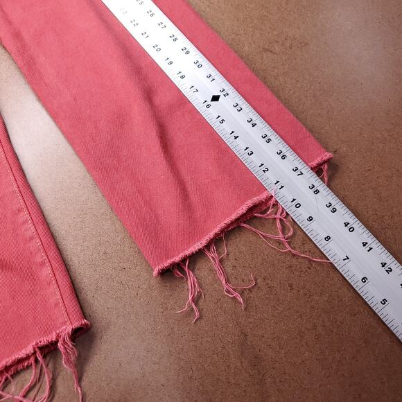 Cotton-On Jeans Womens 2 Red Wide Leg Raw Hem Casual Trendy Streetwear Boho Y2K - Picture 9 of 13